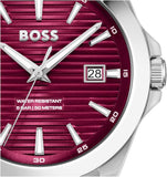 Hugo Boss Strike Red Dial Silver Steel Strap Watch for Men - 1514174 Authentic Buy Shop Now