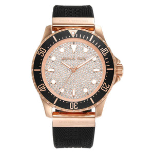 Michael Kors Everest Analog Rose Gold Dial Black Silicone Strap Watch For Women - MK7358 Authentic Buy Shop Now