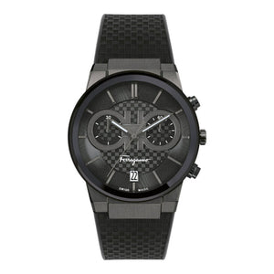 Salvatore Ferragamo Sapphire Chrono Black Dial Black Rubber Strap Watch for Men - SFME00621 Authentic Buy Shop Now