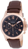 Fossil Grant Chronograph Blue Dial Brown Leather Strap Watch for Men - FS5068 Authentic Buy Shop Now