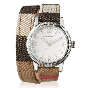 Burberry Utilitarian White Dial Multicolor Leather Strap Watch for Women - BU7849 Authentic Buy Shop Now