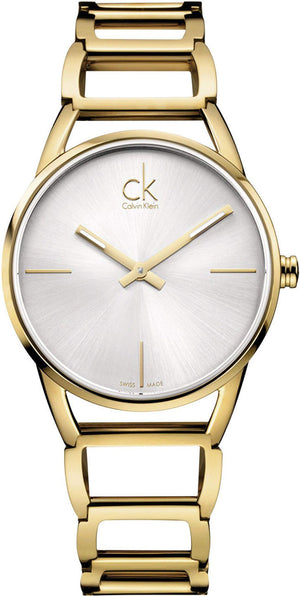 Calvin Klein Stately Silver Dial Gold Steel Strap Watch for Women - K3G23526 Authentic Buy Shop Now