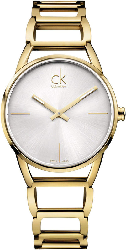 Calvin Klein Stately Silver Dial Gold Steel Strap Watch for Women - K3G23526 Authentic Buy Shop Now