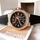 Michael Kors Dylan Chronograph Black Dial Black Rubber Strap Watch For Women - MK8556 Authentic Buy Shop Now