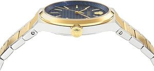 Versace V-Auria Quartz Blue Dial Two Tone Steel Strap Watch for Men - VE0F00325 Authentic Buy Shop Now