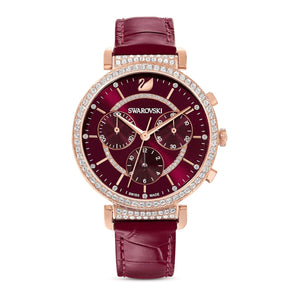 Swarovski Passage Chrono Red Dial Red Leather Strap Watch for Women - 5580345 Authentic Buy Shop Now