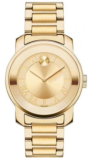 Movado Bold Gold Dial Gold Steel Strap Watch for Women - 3600323 Authentic Buy Shop Now