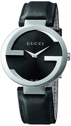 Gucci Interlocking G Iconic Black Dial Black Leather Strap Watch For Men - YA133205 Authentic Buy Shop Now