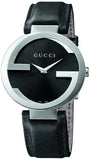 Gucci Interlocking G Iconic Black Dial Black Leather Strap Watch For Men - YA133205 Authentic Buy Shop Now