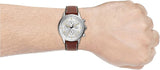 Fossil Retro Pilot Chronograph Silver Dial Brown Leather Strap Watch for Men - FS5809 Authentic Buy Shop Now