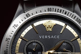 Versace Classic Chronograph Quartz Black Dial Silver Steel Strap Watch For Men - VEV700419 Authentic Buy Shop Now