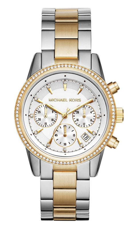 Michael Kors Ritz White Dial Two Tone Steel Strap Watch for Women - MK6474 Authentic Buy Shop Now
