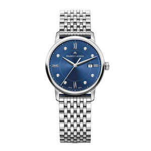 Maurice Lacroix Eliros Diamonds Blue Dial Silver Steel Strap Watch For Women - EL1094-SS002-450-1 Authentic Buy Shop Now