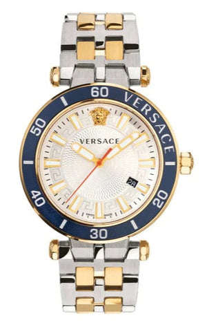 Versace Greca Sport Quartz White Dial Two Tone Steel Strap Watch For Men - VEZ300521 Authentic Buy Shop Now