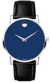 Movado Museum Blue Dial Black Leather Strap Watch For Men - 2100009 Authentic Buy Shop Now