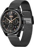 Hugo Boss Gregor Chronograph Black Dial Black Mesh Bracelet Watch For Men - 1514065 Authentic Buy Shop Now