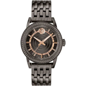 Versace Viamond Quartz Black Dial Grey Steel Strap Watch For Men - VEPO00520 Authentic Buy Shop Now
