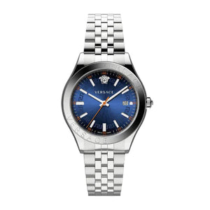 Versace Hellenyium Quartz Blue Dial Silver Steel Strap Watch for Men - VEVK00921 Authentic Buy Shop Now