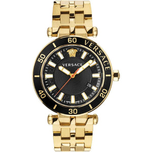 Versace Greca Sport Quartz Black Dial Gold Steel Strap Watch for Men - VEZ300721 Authentic Buy Shop Now