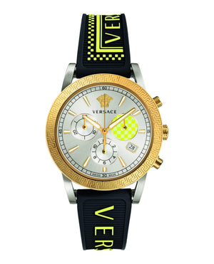 Versace Sports Tech Chronograph Silver Dial Black Rubber Strap Watch for Women - VELT00519 Authentic Buy Shop Now