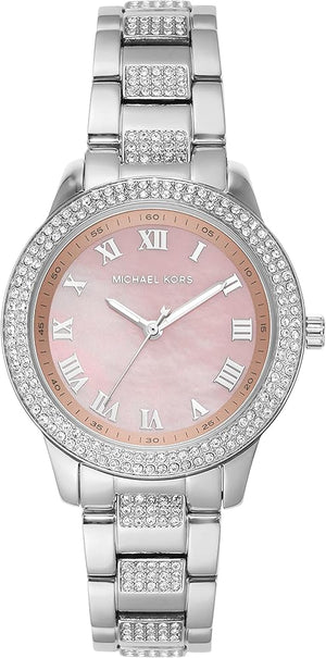 Michael Kors Tibby Multifunction Crystals Pink Dial Silver Steel Strap Watch for Women - MK4686 Authentic Buy Shop Now