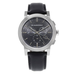 Burberry The City Chronograph Black Dial Black Leather Strap Watch for Men - BU9356 Authentic Buy Shop Now