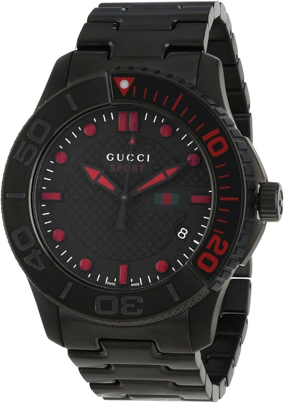 Gucci G Timeless Sport Black Dial Black Steel Strap Watch For Men - YA126230 Authentic Buy Shop Now