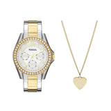 Fossil Riley White Dial Two Tone Steel Strap Watch for Women - ES3204 Authentic Buy Shop Now