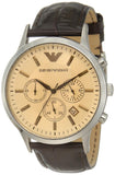 Emporio Armani Classic Chronograph Beige Dial Brown Leather Strap Watch For Men - AR2433 Authentic Buy Shop Now