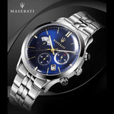 Maserati Ricordo Chronograph Blue Dial Silver Steel Strap Watch For Men - R8873633001 Authentic Buy Shop Now