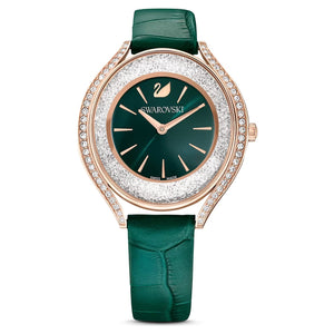 Swarovski Crystalline Aura Green Dial Green Leather Strap Watch for Women - 5644078 Authentic Buy Shop Now
