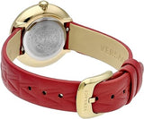 Versace Virtus Mini Quartz Gold Dial Red Leather Strap Watch For Women - VET300521 Authentic Buy Shop Now