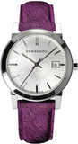 Burberry The City Silver Dial Purple Leather Strap Watch for Women - BU9122 Authentic Buy Shop Now