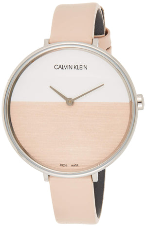 Calvin Klein Rise White Beige Dial Beige Leather Strap Watch for Women - K7A231XH Authentic Buy Shop Now