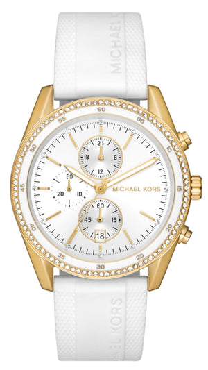 Michael Kors Hadyn Chronograph White Dial White Rubber Strap Watch for Women - MK7484 Authentic Buy Shop Now