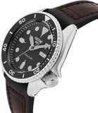 Seiko 5 Sports SKX Automatic Black Dial Black Leather Strap Watch for Men - SRPD55K2 Authentic Buy Shop Now