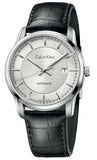 Calvin Klein Infinity Silver Dial Black Leather Strap Watch for Men - K5S341C6 Authentic Buy Shop Now