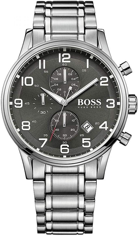 Hugo Boss Aeroliner Black Dial Silver Steel Strap Watch for Men - 1513181 Authentic Buy Shop Now