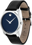 Movado Museum Blue Dial Black Leather Strap Watch For Men - 607013 Authentic Buy Shop Now