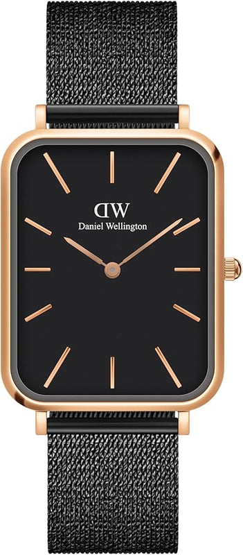 Daniel Wellington Quadro Pressed Ashfield Black Dial Black Mesh Strap Watch for Women - DW00100467 Authentic Buy Shop Now