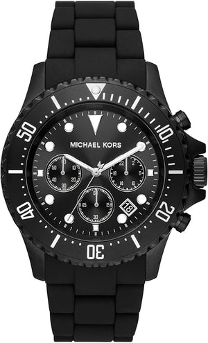 Michael Kors Everest Chronograph Black Dial Black Silicone Strap Watch For Men - MK8980 Authentic Buy Shop Now