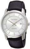 Calvin Klein Infinity Silver Dial Black Leather Strap Watch for Men - K5S341C6 Authentic Buy Shop Now