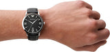 Emporio Armani Giovanni Analog Black Dial Black Leather Strap Watch For Men - AR11210 Authentic Buy Shop Now