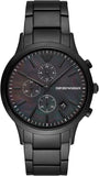 Emporio Armani Renato Chronograph Mother of Pearl Black Dial Black Steel Strap Watch For Men - AR11275 Authentic Buy Shop Now