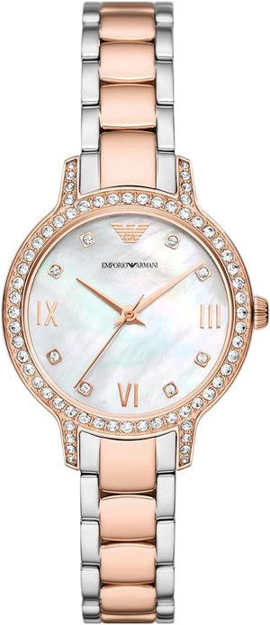 Emporio Armani Cleo Mother of Pearl Dial Two Tone Steel Strap Watch For Women - AR11499 Authentic Buy Shop Now