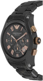 Emporio Armani Valente Ceramica Chronograph Black Dial Black Steel Strap Watch For Men - AR1410 Authentic Buy Shop Now