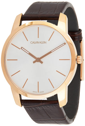 Calvin Klein City Silver Dial Brown Leather Strap Watch For Men - K2G21629 Authentic Buy Shop Now