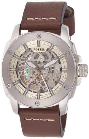 Fossil Modern Machine Automatic Skeleton White Dial Brown Leather Strap Watch for Women - ME3083 Authentic Buy Shop Now