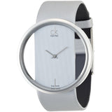 Calvin Klein Glam Transparent Silver Dial Grey Leather Strap Watch for Women - K9423193 Authentic Buy Shop Now