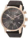 Calvin Klein City Chronograph Grey Dial Brown Leather Strap Watch for Men - K2G276G3 Authentic Buy Shop Now